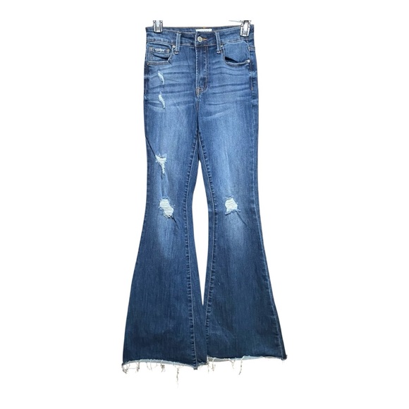 Insane Gene Denim - Women's Distressed Insane Gene Flare Jeans 0